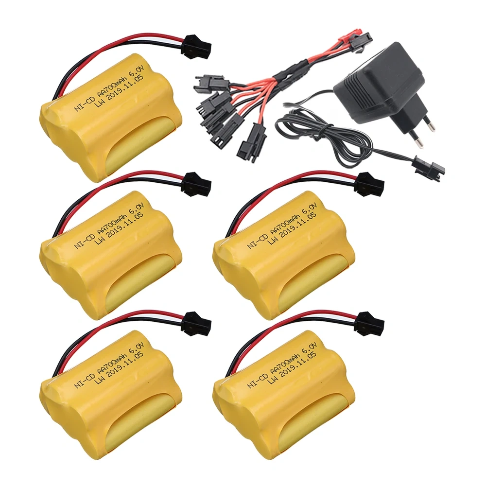 6V 700mAh NiCD Battery + 6V Charger For RC Cars Robots Tanks Truck Boats 6v Ni-CD Battery Aa 700mah 6v Rechargeable Battery Pack