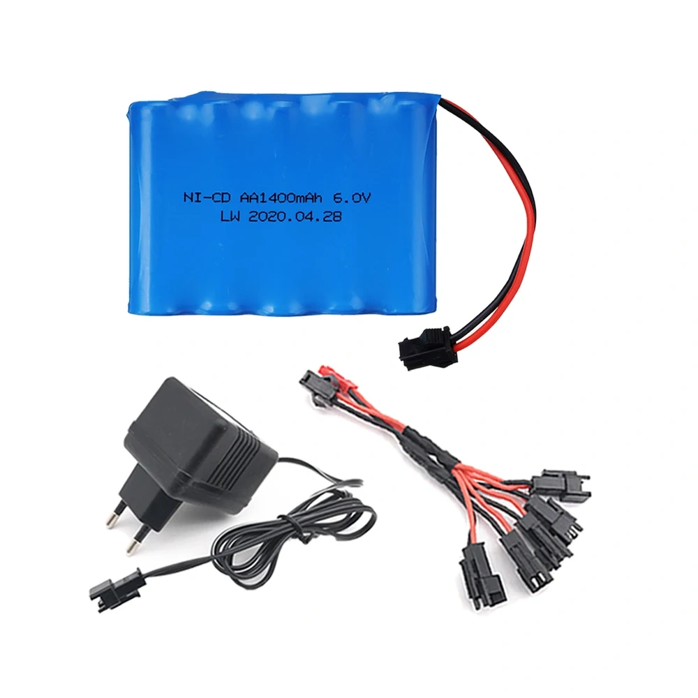6v 1400mAh NICD Battery Pack and Charger For RC Toys Cars Boats Robots Tanks Gun AA 700mAh 6v Rechargeable Battery Pack SM Plug