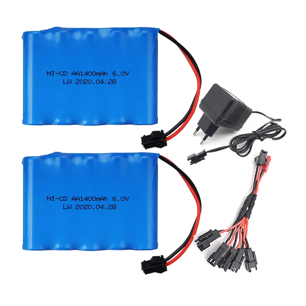 6v 1400mAh NICD Battery Pack and Charger For RC Toys Cars Boats Robots Tanks Gun AA 700mAh 6v Rechargeable Battery Pack SM Plug
