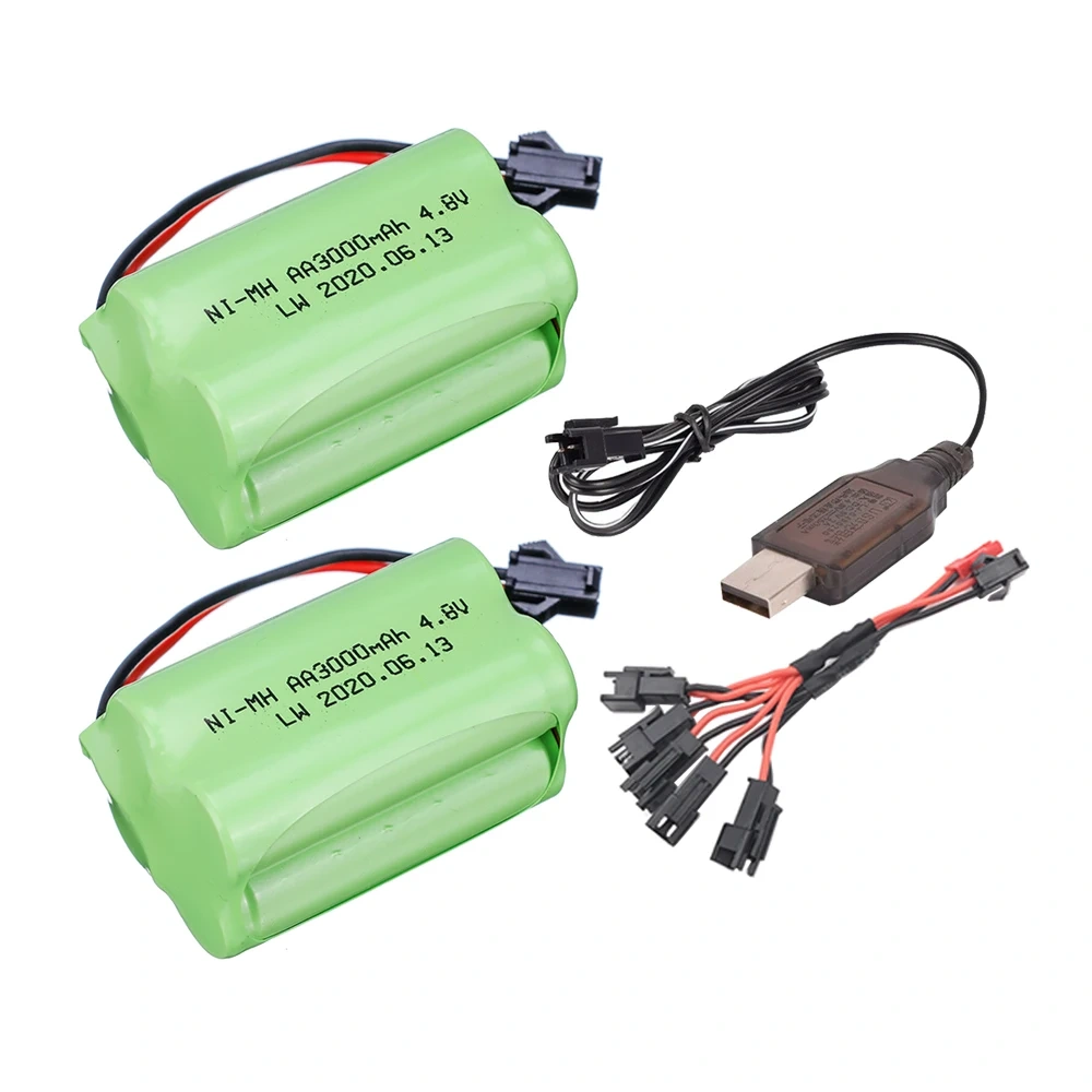 4.8V 3000mah NiMH Battery and USB Charger For Rc toys Cars RC Tanks Robots Boats Guns Ni-MH AA 4.8 v Battery Pack toy accessory