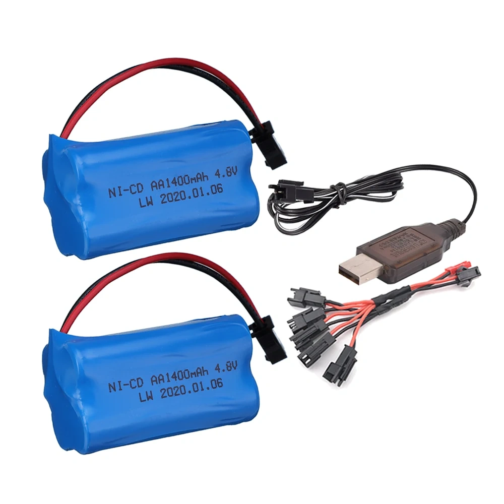 (SM Plug) 4.8v 1400mah NiCD Battery/Charger For Rc toys Cars Tanks Robots Boats Guns Ni-MH 4*AA 4.8v Rechargeable Battery Pack