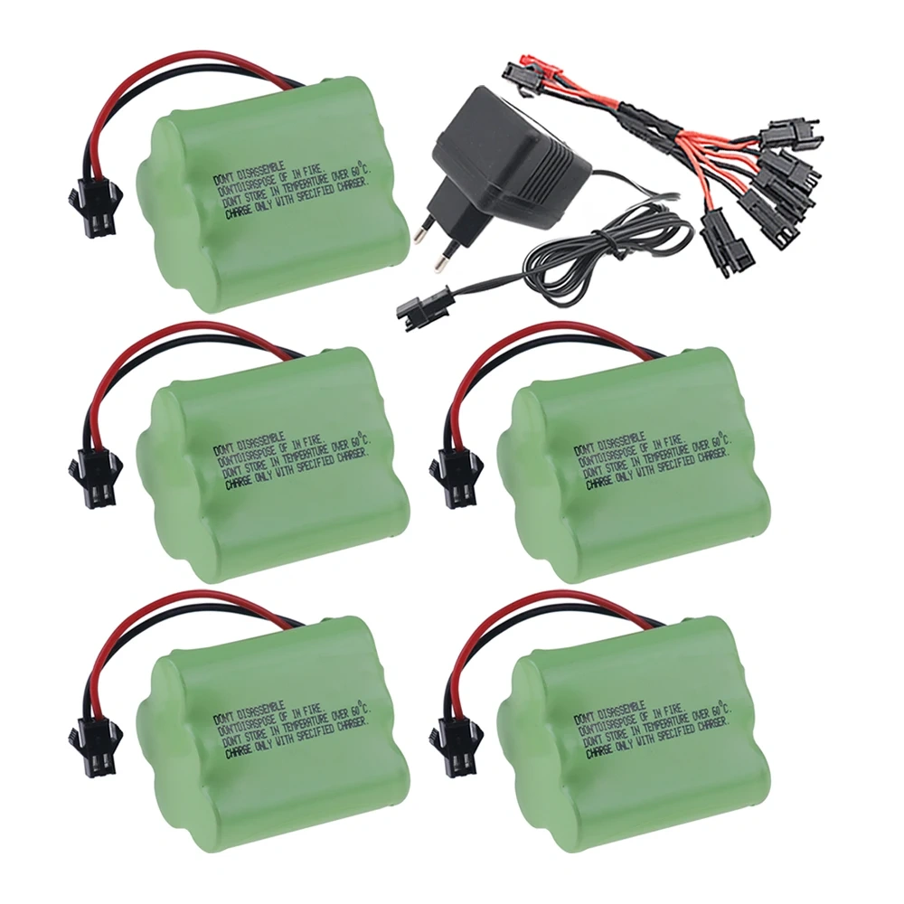 RC Trucks RC Cars RC Tanks RC Boats High Capacity 6V 4500mAh Ni-MH Rechargeable 5*AA 6.0v Battery SM plug / Charger Sets