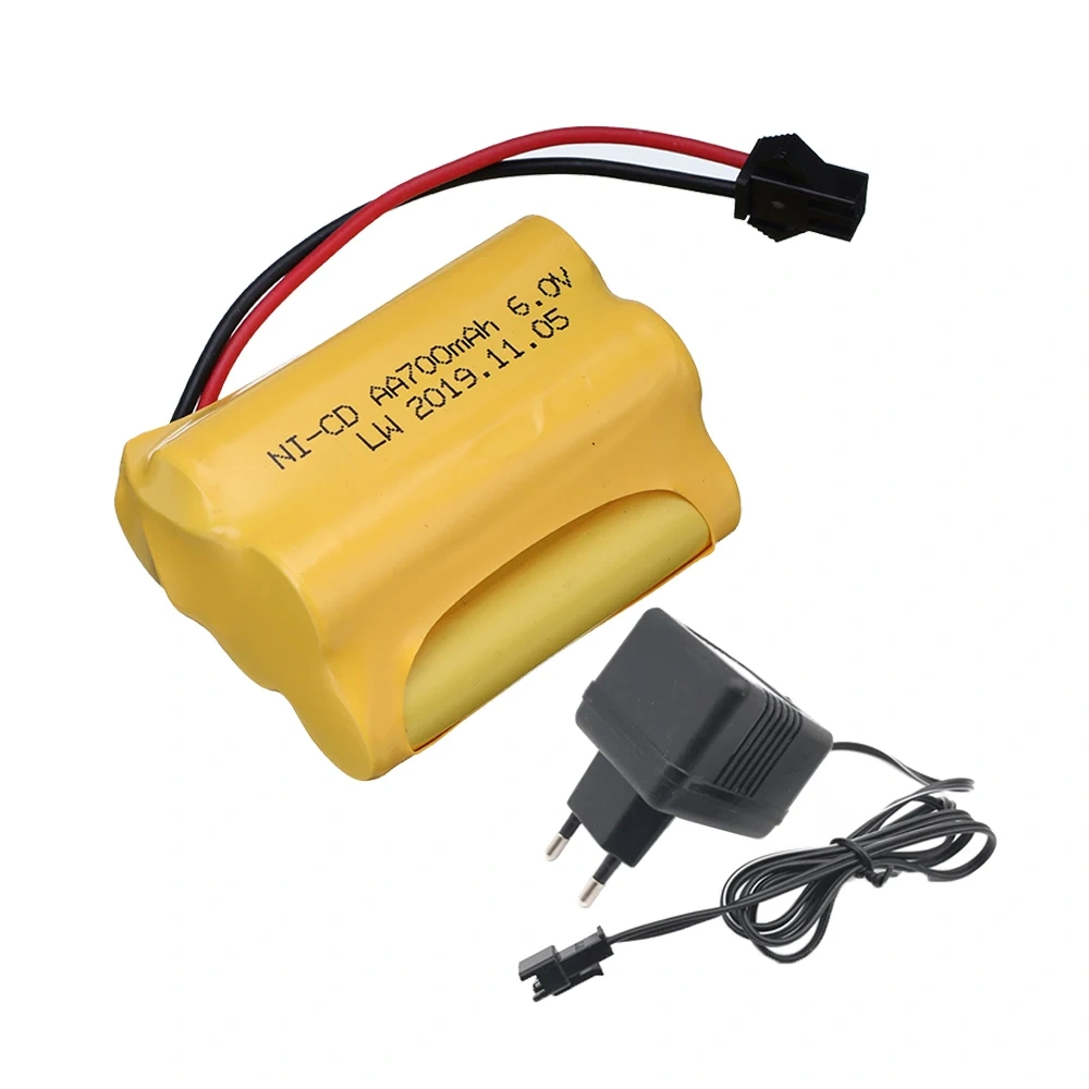 6V 700mAh NiCD Battery + 6V Charger For RC Cars Robots Tanks Truck Boats 6v Ni-CD Battery Aa 700mah 6v Rechargeable Battery Pack
