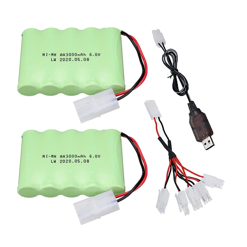 Ni-MH 6v 3000mah Battery + USB Charger For Rc toys Cars Tanks Trucks Robots Boats 5*AA 6v Rechargeable Battery Pack Tamiya Plug