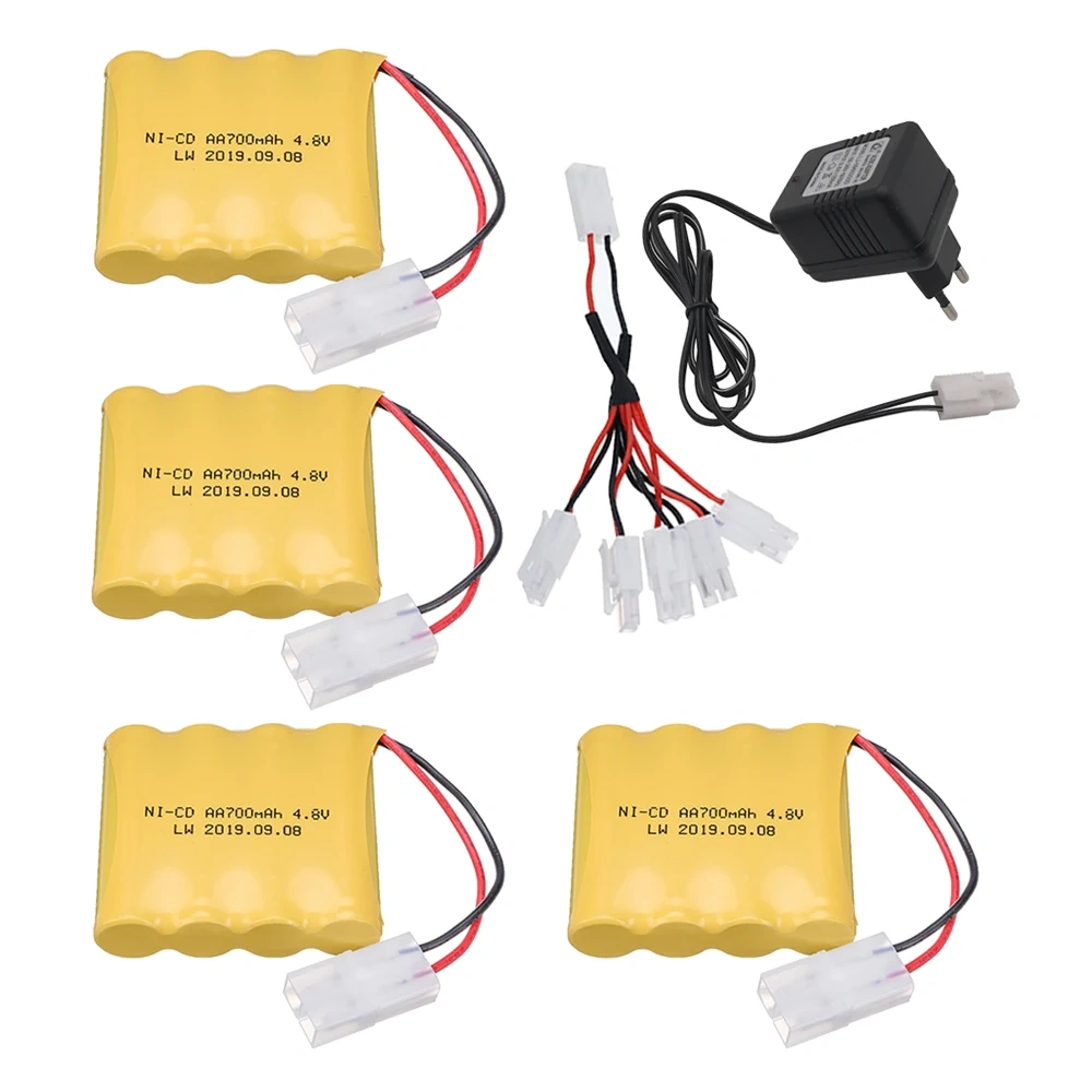 700mah 4.8v Rechargeable Battery Charger For Rc toys Cars Trucks Tanks Robots NI-CD Battery AA 4.8v Batteries Pack For Rc Boats