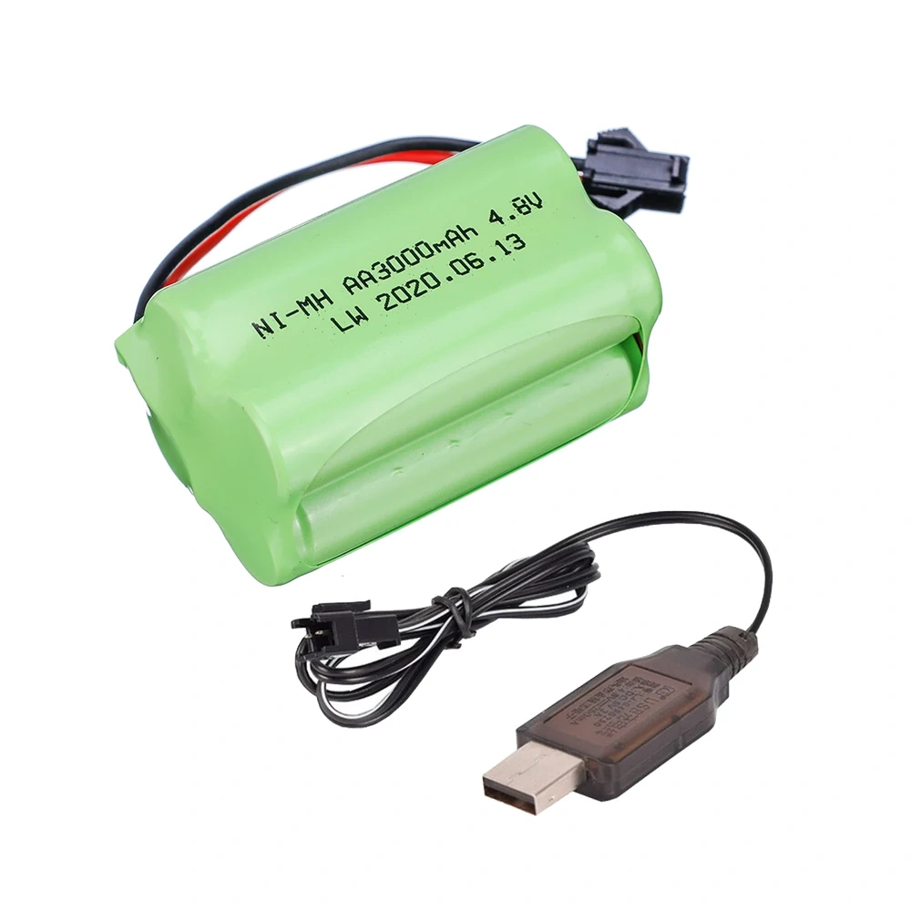 4.8V 3000mah NiMH Battery and USB Charger For Rc toys Cars RC Tanks Robots Boats Guns Ni-MH AA 4.8 v Battery Pack toy accessory