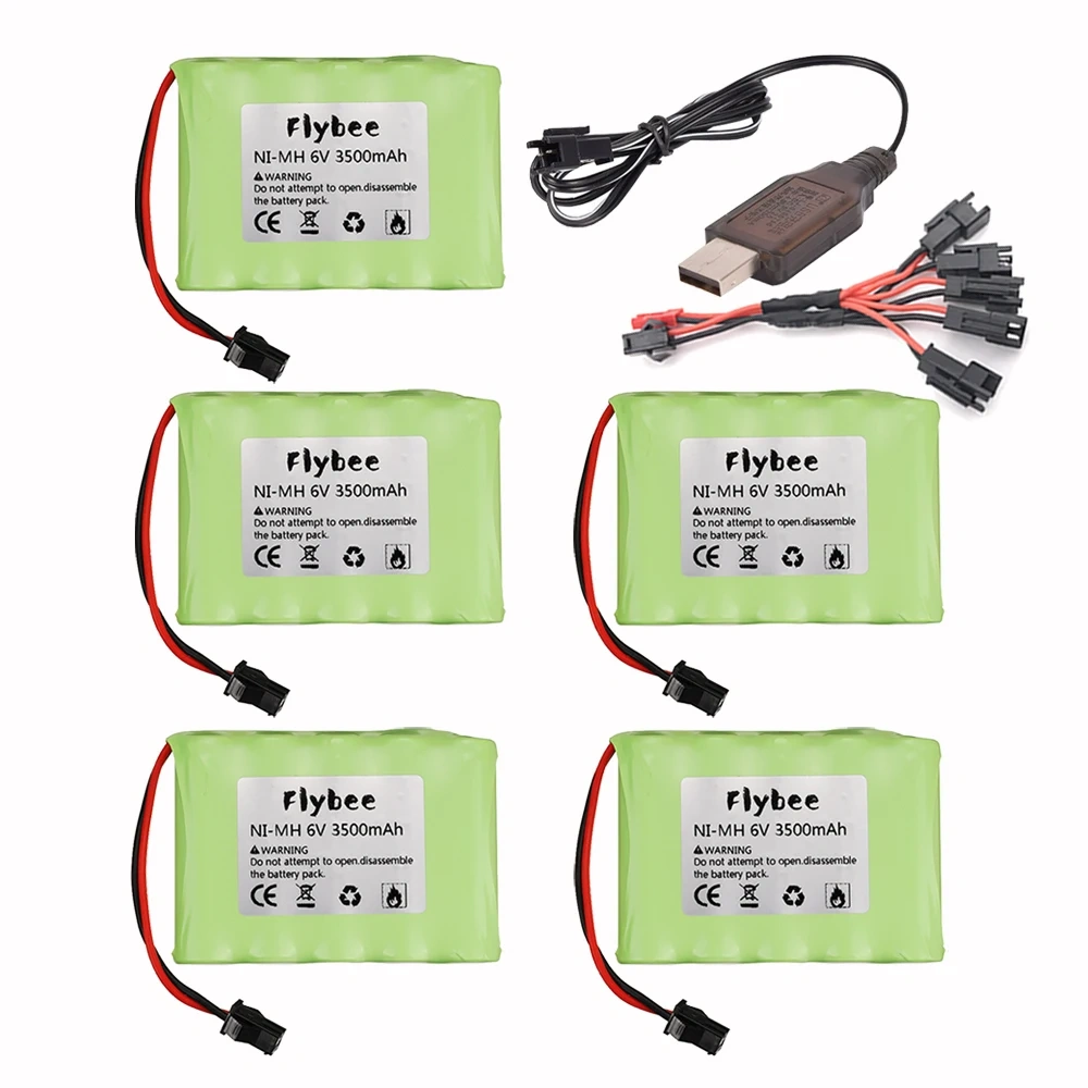 6V 3500mAh NiMH Battery / USB Charger SM plug For RC Toys Cars Boats Robots Tanks Gun Upgraded AA 6V Rechargeable Battery Pack