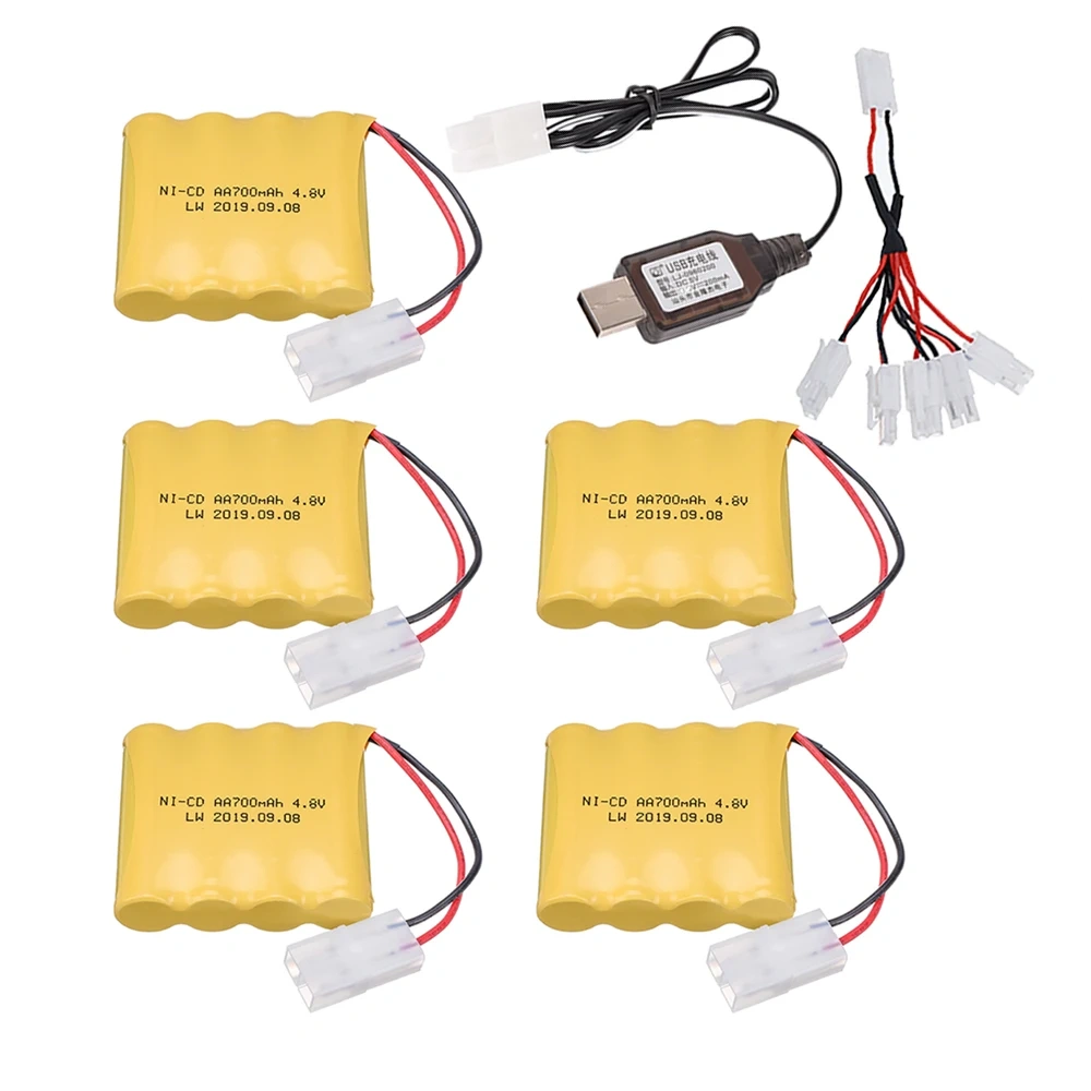 4.8v 700mah Rechargeable Battery For Rc toys Cars Trucks Tanks Robots Gun AA NI-MH Battery 4.8v Battery Pack For Rc Boats