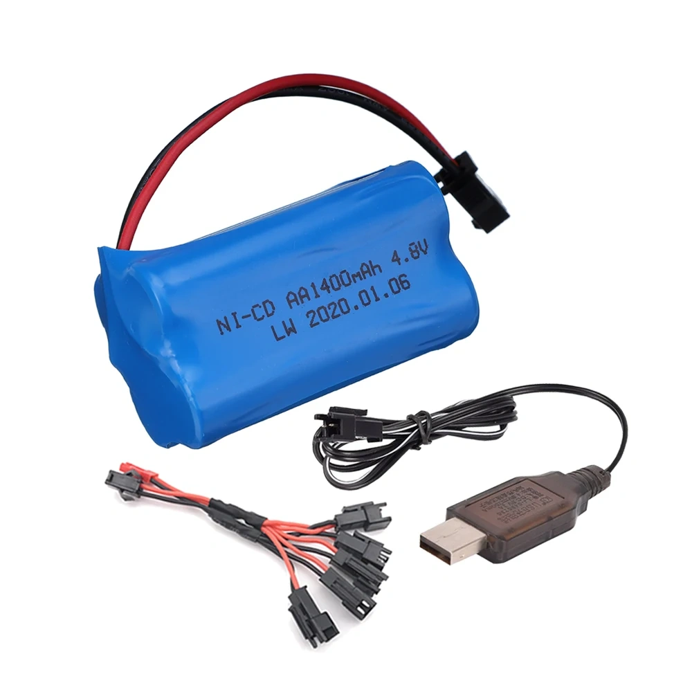 (SM Plug) 4.8v 1400mah NiCD Battery/Charger For Rc toys Cars Tanks Robots Boats Guns Ni-MH 4*AA 4.8v Rechargeable Battery Pack