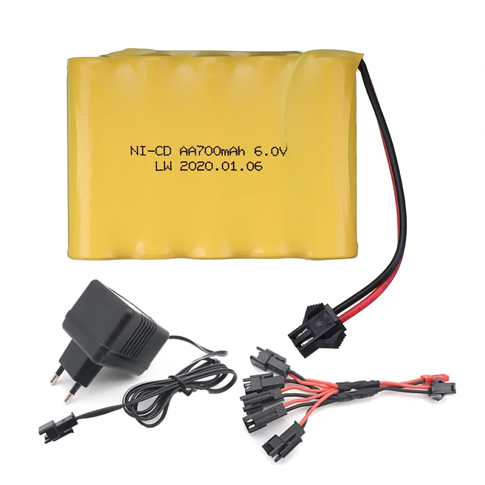 6V 700mah AA NI-CD Battery with charger High capacity Electric toy battery Remote car ship truck robot rechargeable 6 v 700 mah