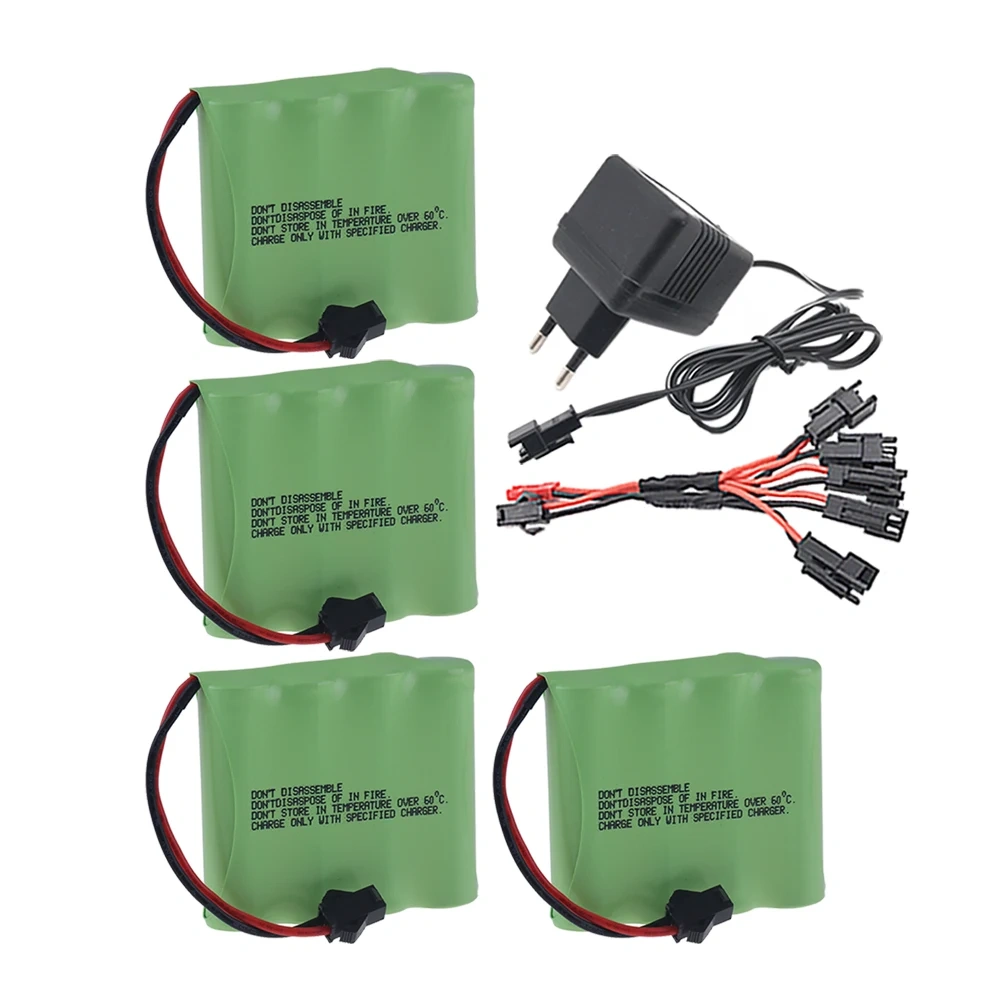 (SM Plug) 4.8v 4500mah NiMH AA Battery Pack + 4.8v Charger For Rc toys Cars Tanks Robots Boats Guns 4.8v Rechargeable Battery