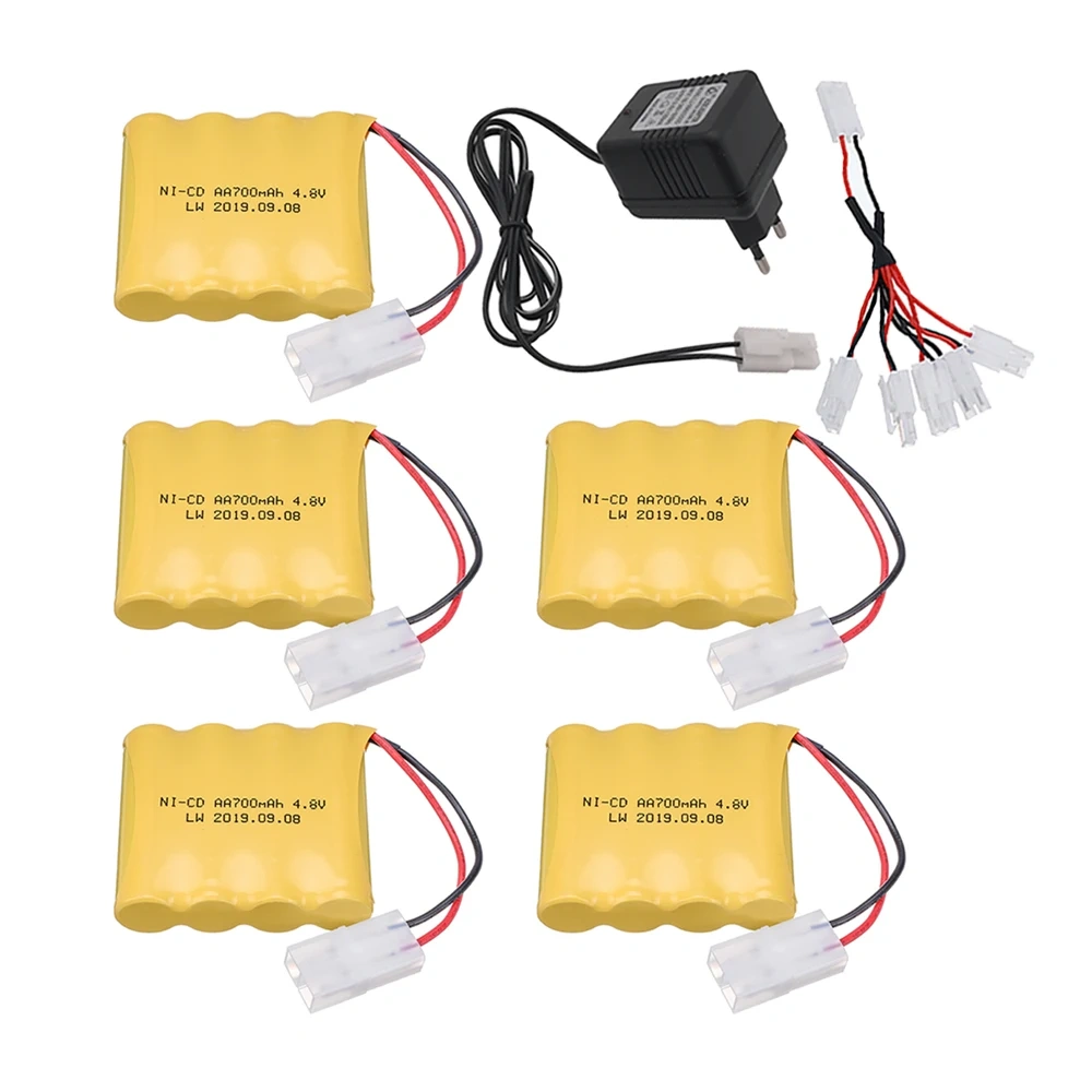 700mah 4.8v Rechargeable Battery Charger For Rc toys Cars Trucks Tanks Robots NI-CD Battery AA 4.8v Batteries Pack For Rc Boats