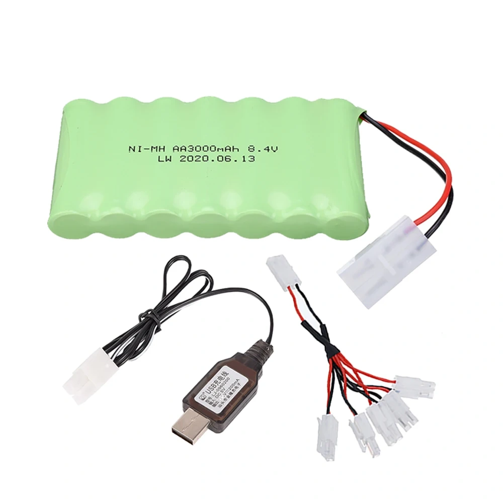 8.4v 3000mah NiMH Rechargeable Battery / USB Charger For Rc toys Car trucks Tanks Train Robot Boat Gun nimh AA 8.4v Battery Pack