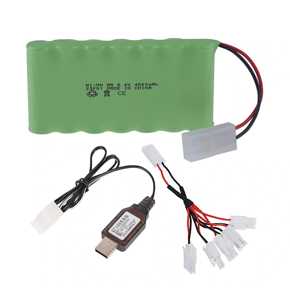 Upgrade to 4500mAh 8.4v Rechargeable Battery AA For Rc toys Cars Tanks Robots Boats Guns Ni-MH 8.4V Nimh Battery / USB Charger