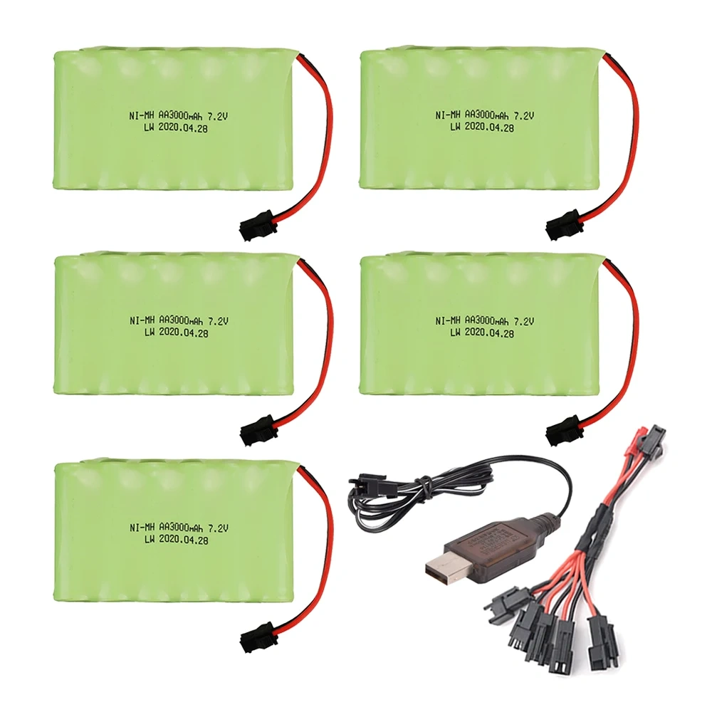 7.2v 3000mAh Battery / USB Charger For RC Car Robots Tanks Gun Boats 7.2v NiMH Battery AA 3000mah 7.2v Rechargeable Battery Pack