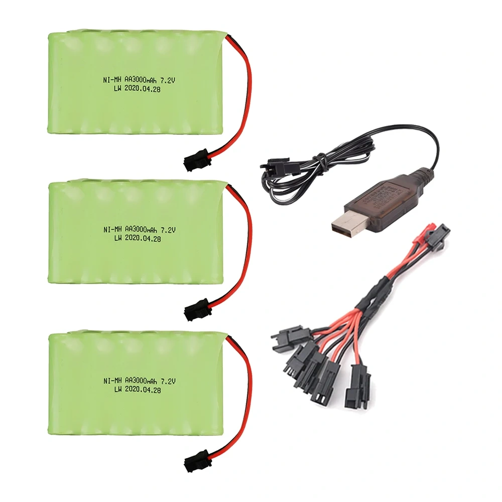 7.2v 3000mAh Battery / USB Charger For RC Car Robots Tanks Gun Boats 7.2v NiMH Battery AA 3000mah 7.2v Rechargeable Battery Pack