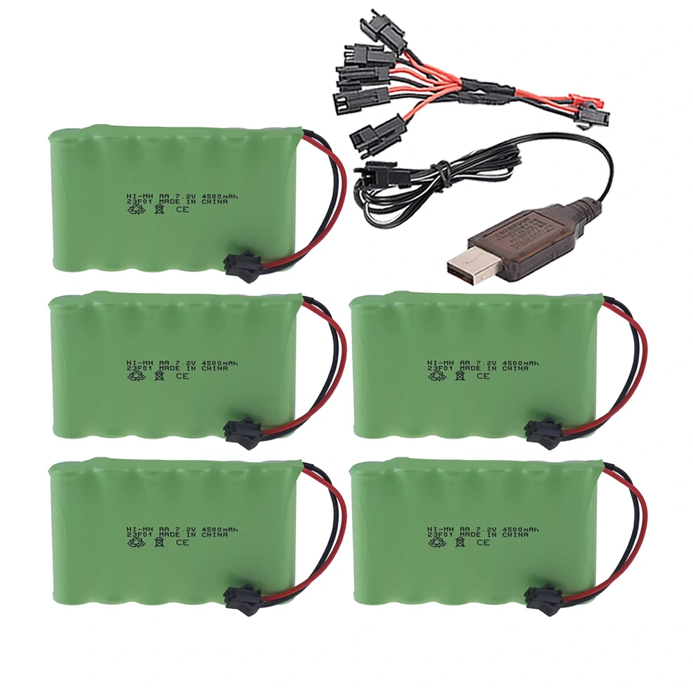 NiMH 7.2v 4500mah AA Battery and USB Charger For RC Boats Cars Trucks Tanks Robots Electric Toys 6*Aa 3000mah 7.2v Battery Pack