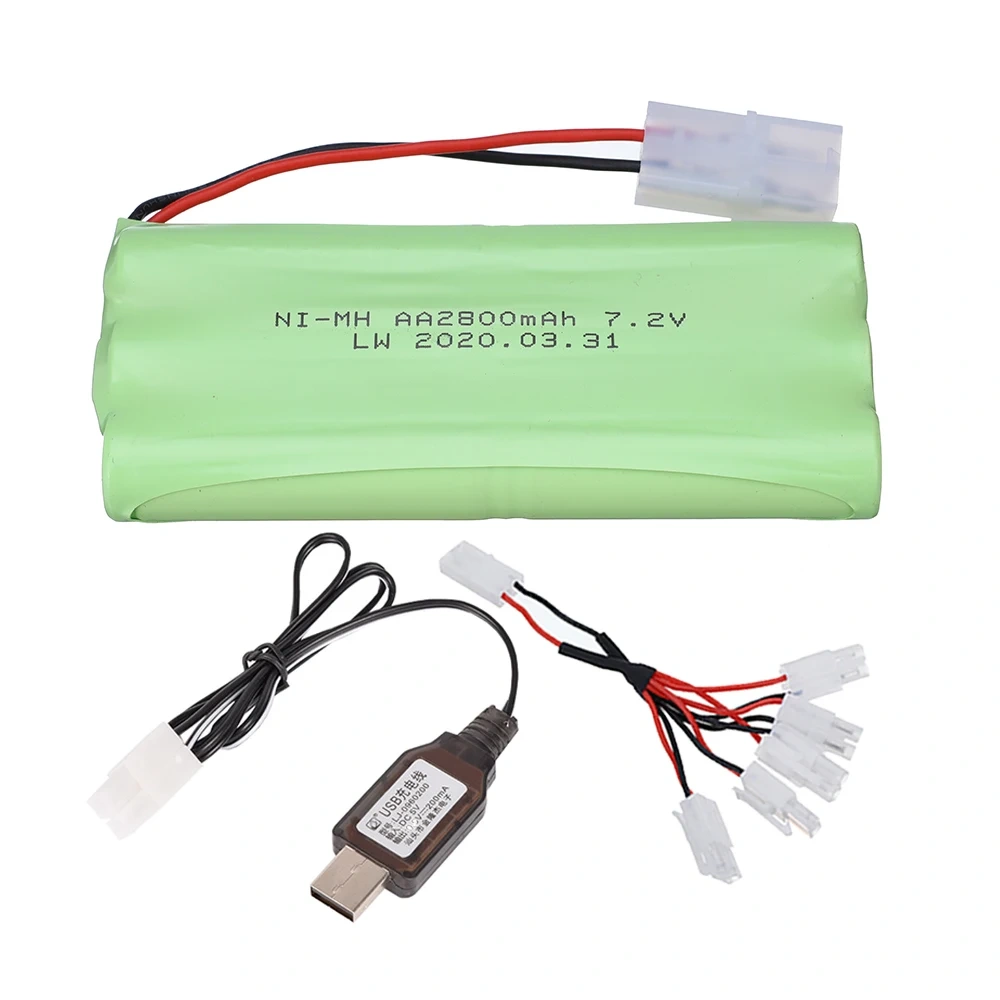 (Tamiya Plug) Ni-MH 7.2v 2800mah Battery + USB Charger For Rc toys Car Tank Train Robot Boats AA 7.2v Rechargeable Battery Pack