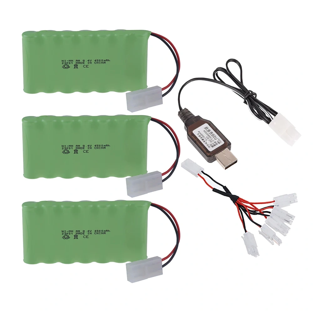 Upgrade to 4500mAh 8.4v Rechargeable Battery AA For Rc toys Cars Tanks Robots Boats Guns Ni-MH 8.4V Nimh Battery / USB Charger