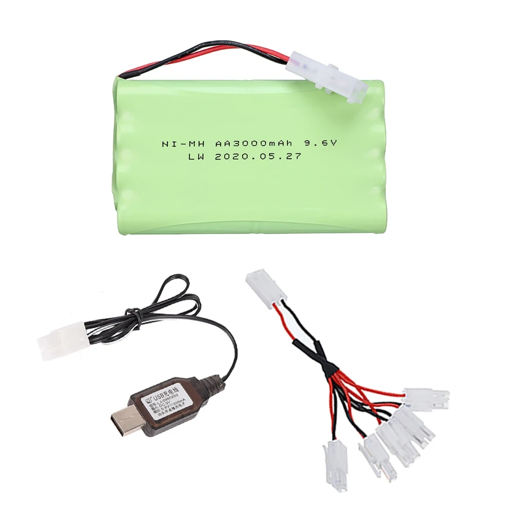 9.6v 3000mah Rechargeable Battery + 9.6v Charger For Rc toys Car Tank Robots Gun RC Boat AA Ni-MH 9.6v 2400mah NiMH Battery Pack