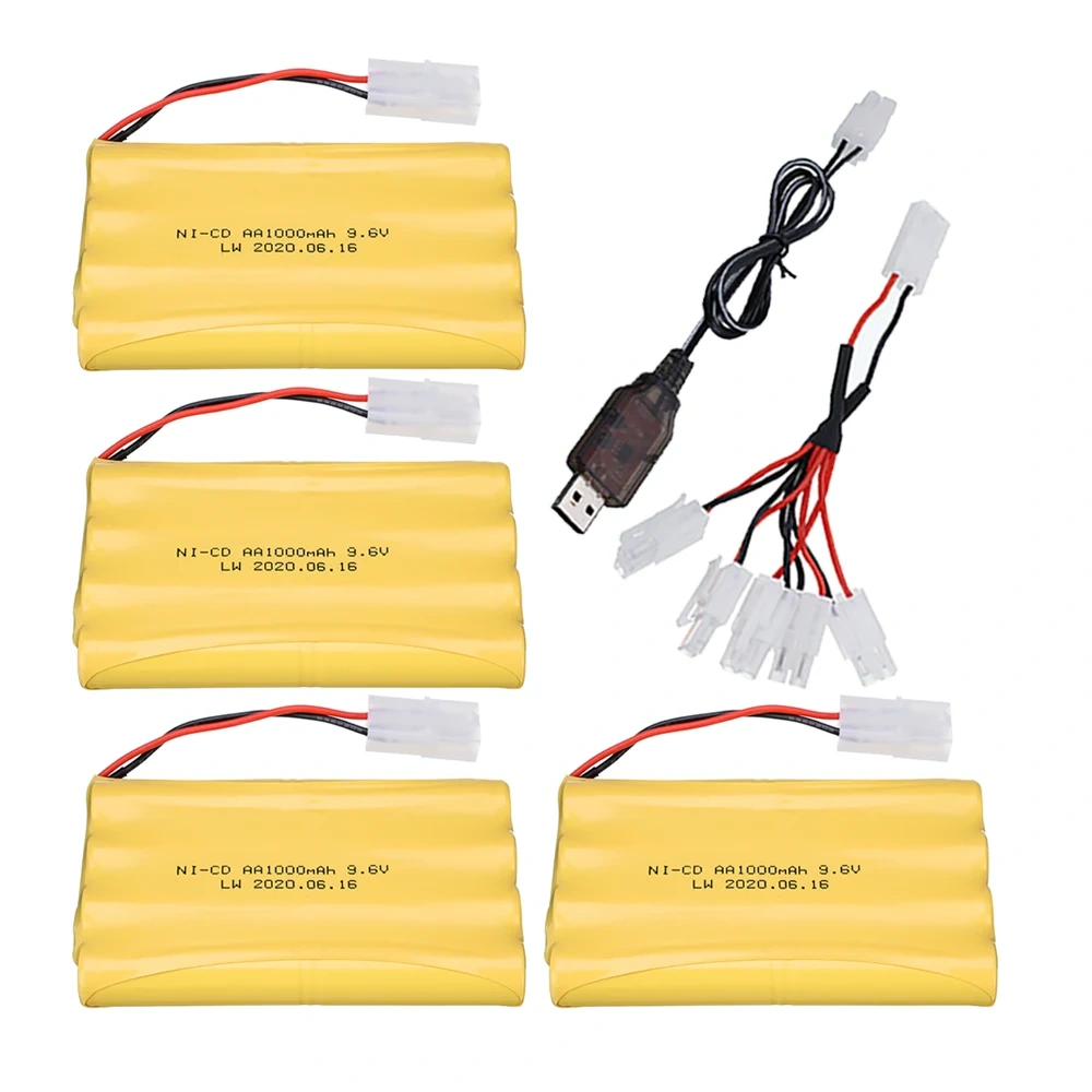 9.6v 1000mah NI-CD Battery + USB Charger For Rc toys Car Tank Train Robot Boat Gun Upgrade AA 9.6v Rechargeable Battery Pack
