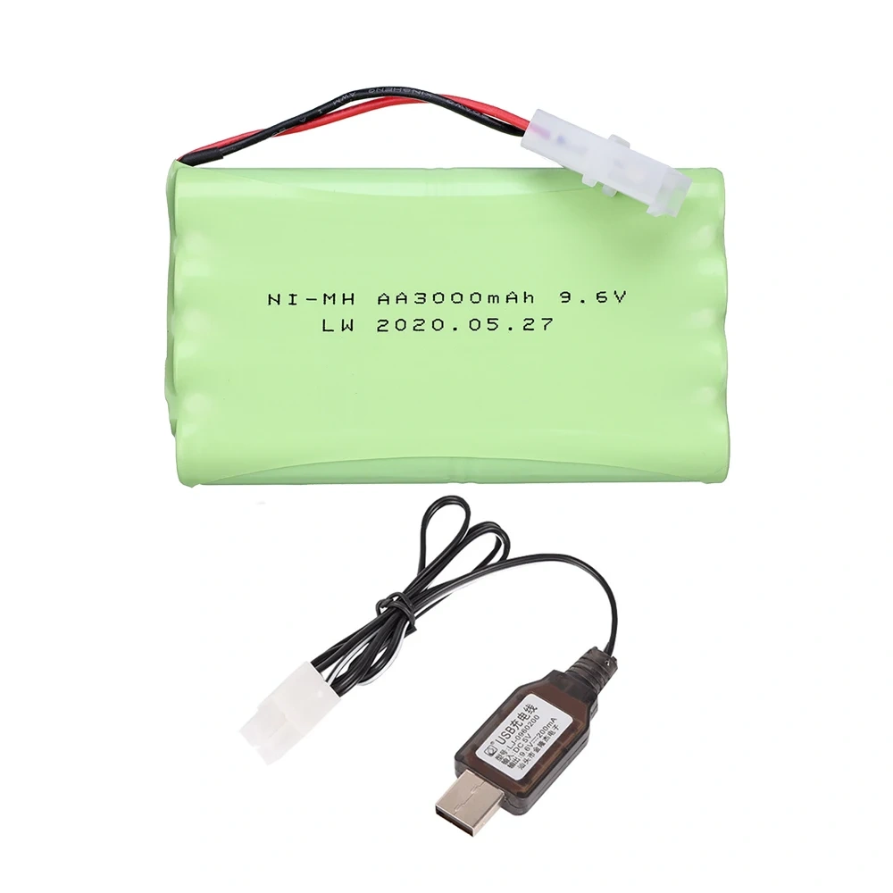 9.6v 3000mah Rechargeable Battery + 9.6v Charger For Rc toys Car Tank Robots Gun RC Boat AA Ni-MH 9.6v 2400mah NiMH Battery Pack