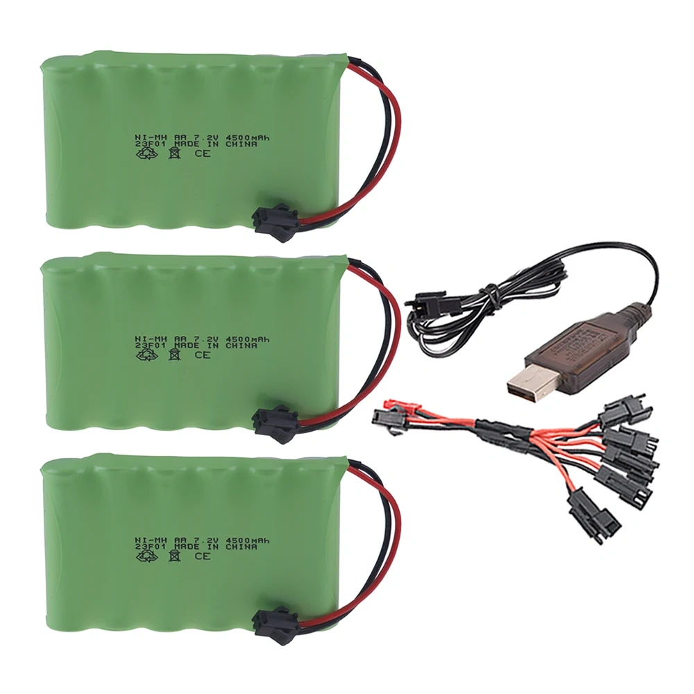 NiMH 7.2v 4500mah AA Battery and USB Charger For RC Boats Cars Trucks Tanks Robots Electric Toys 6*Aa 3000mah 7.2v Battery Pack
