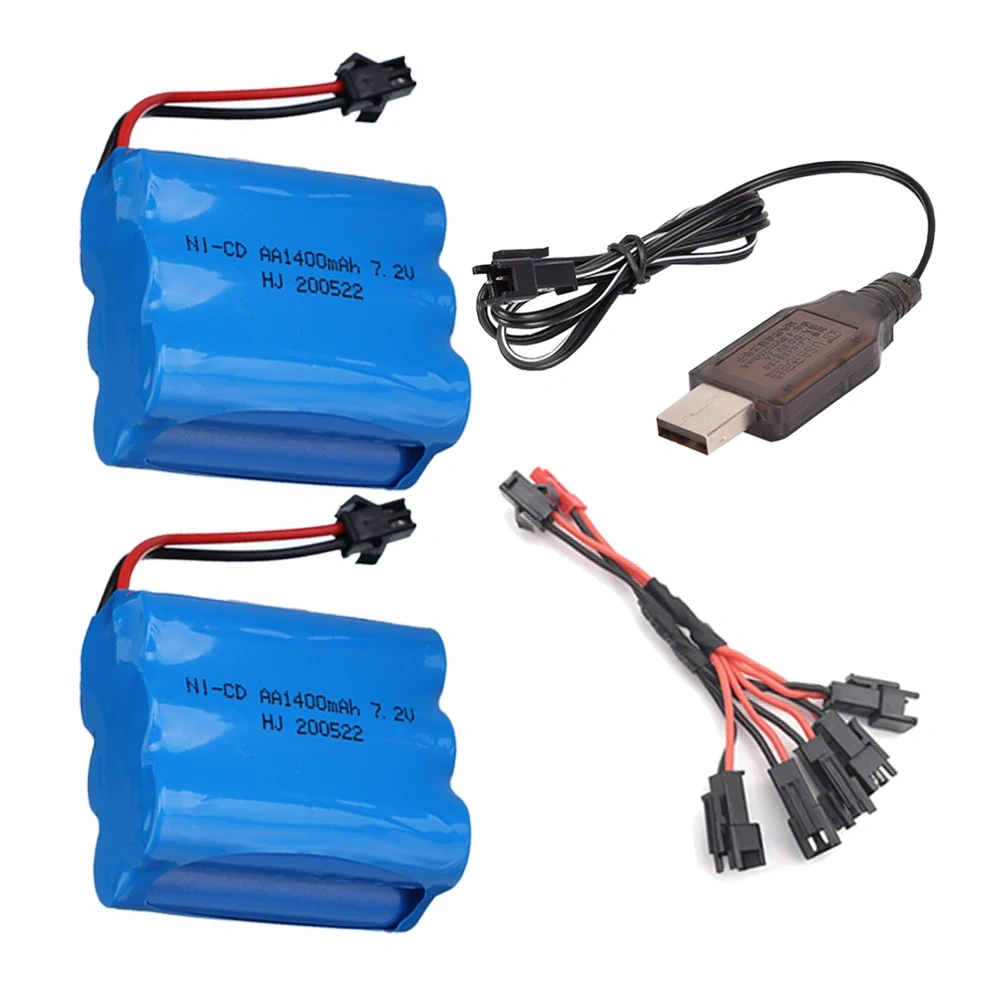 7.2v 1400mah NiCD Battery + USB Charger For Rc toys Car Tanks Train Robot Boat Ni-CD AA 700mah 7.2v Rechargeable Battery SM Plug