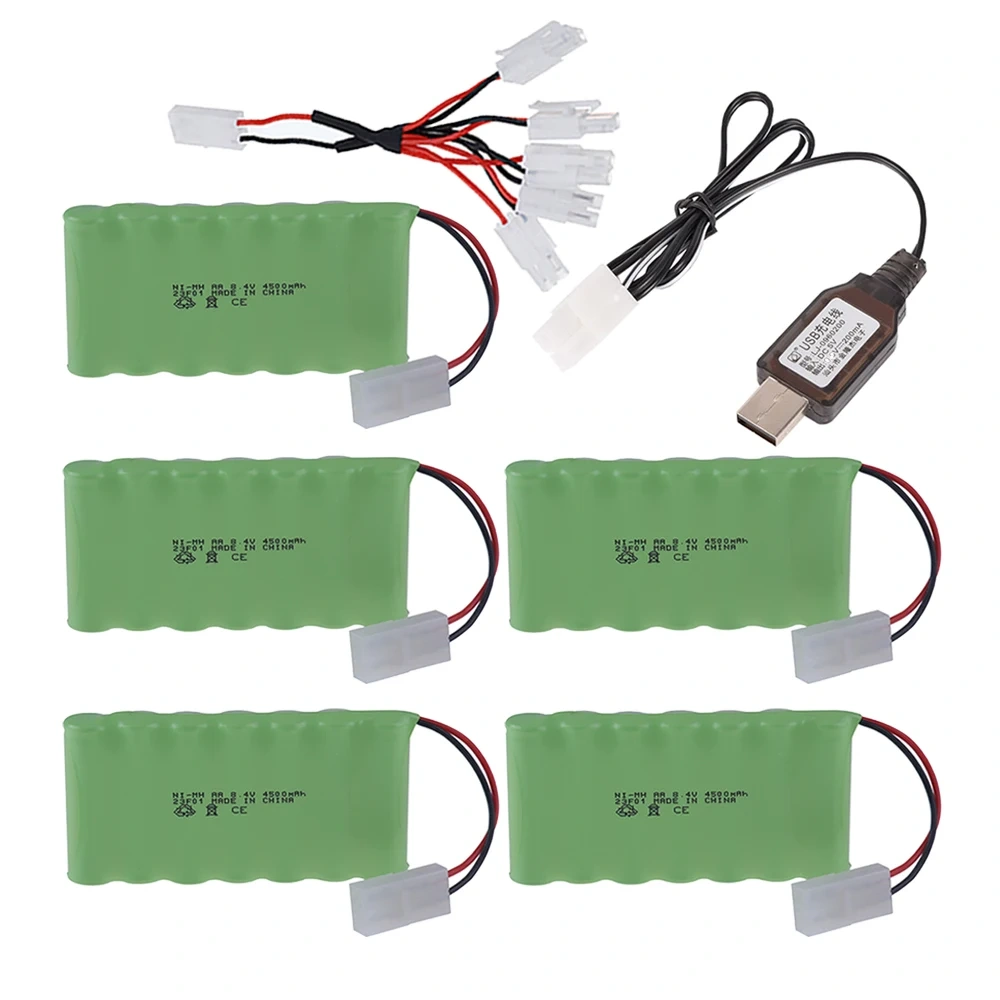 Upgrade to 4500mAh 8.4v Rechargeable Battery AA For Rc toys Cars Tanks Robots Boats Guns Ni-MH 8.4V Nimh Battery / USB Charger