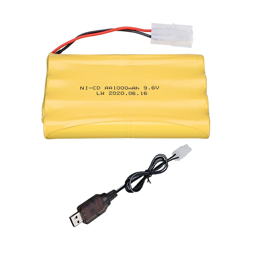9.6v 1000mah NI-CD Battery + USB Charger For Rc toys Car Tank Train Robot Boat Gun Upgrade AA 9.6v Rechargeable Battery Pack