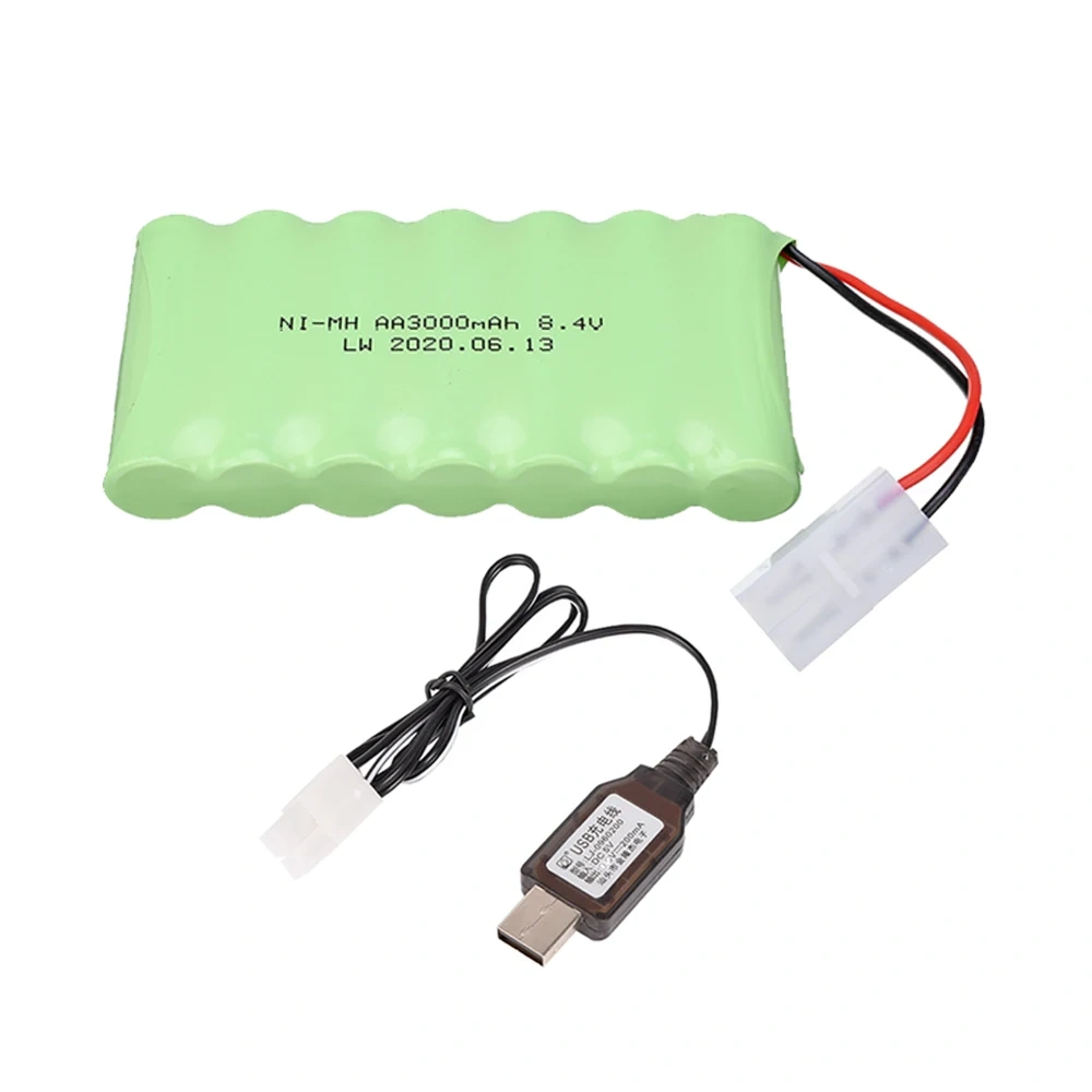 8.4v 3000mah NiMH Rechargeable Battery / USB Charger For Rc toys Car trucks Tanks Train Robot Boat Gun nimh AA 8.4v Battery Pack