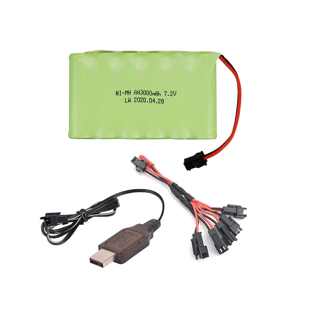 7.2v 3000mAh Battery / USB Charger For RC Car Robots Tanks Gun Boats 7.2v NiMH Battery AA 3000mah 7.2v Rechargeable Battery Pack