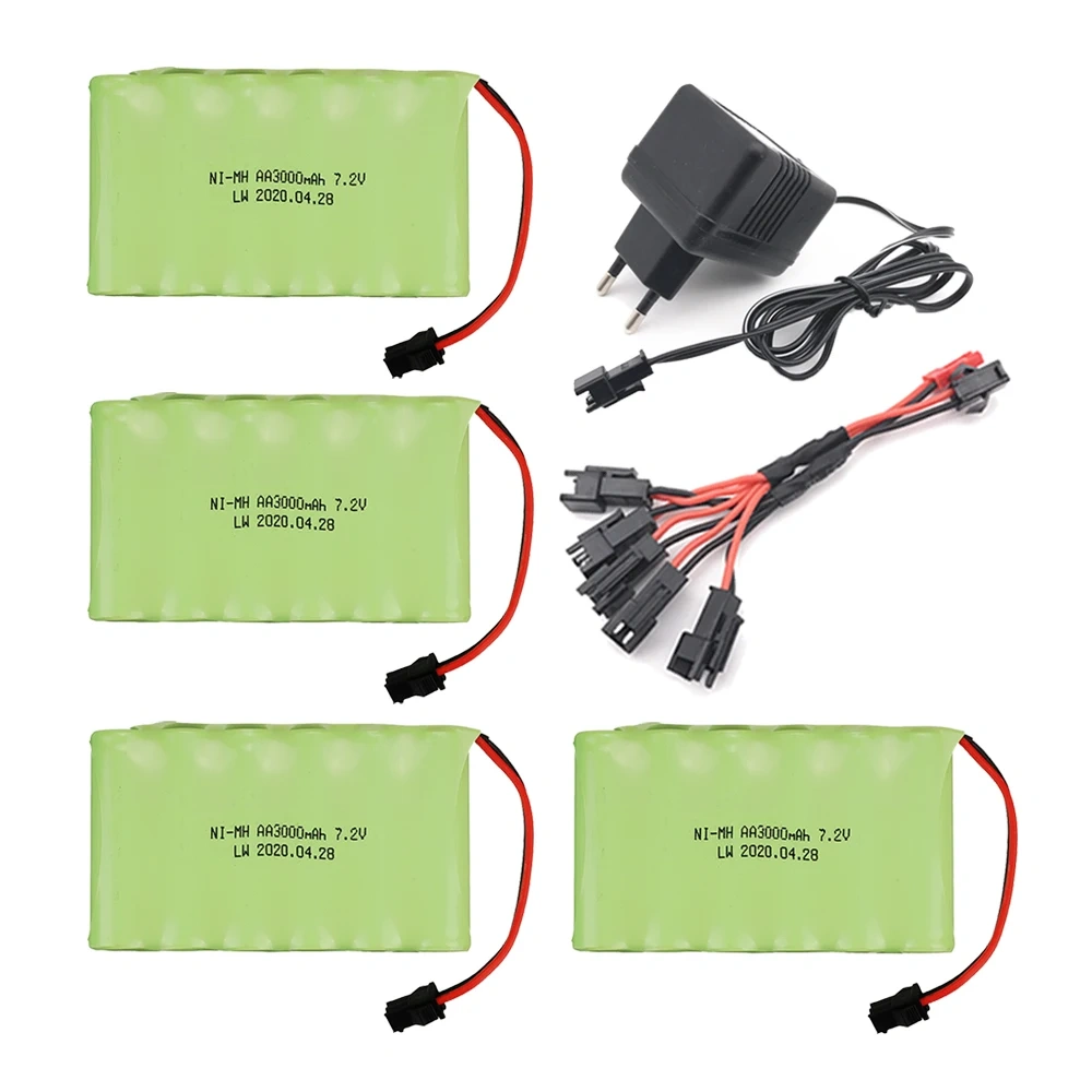 7.2v 3000mAh Battery Charger For RC Car Robots Tanks Gun Boats 7.2v NiMH Battery AA 3000mah 7.2v Rechargeable Battery Pack