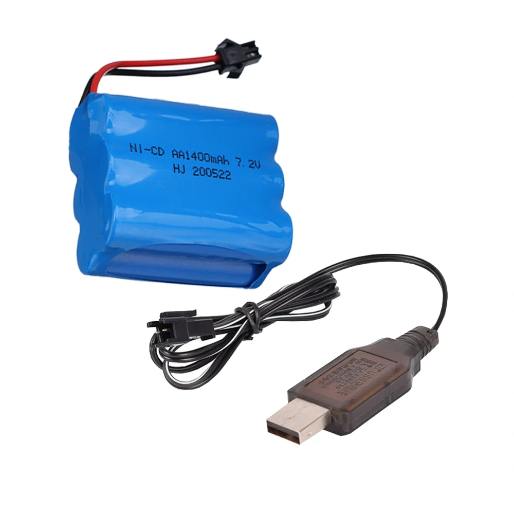 7.2v 1400mah NiCD Battery + USB Charger For Rc toys Car Tanks Train Robot Boat Ni-CD AA 700mah 7.2v Rechargeable Battery SM Plug