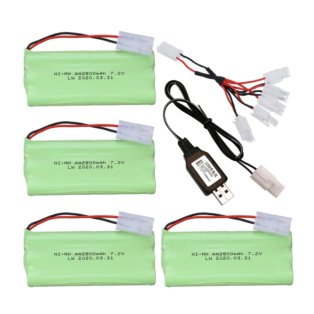 (Tamiya Plug) Ni-MH 7.2v 2800mah Battery + USB Charger For Rc toys Car Tank Train Robot Boats AA 7.2v Rechargeable Battery Pack