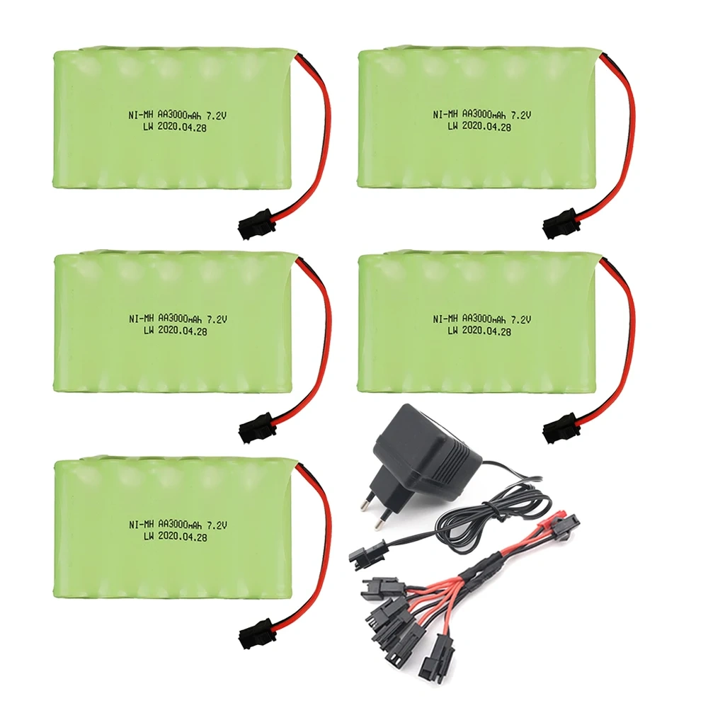 7.2v 3000mAh Battery Charger For RC Car Robots Tanks Gun Boats 7.2v NiMH Battery AA 3000mah 7.2v Rechargeable Battery Pack