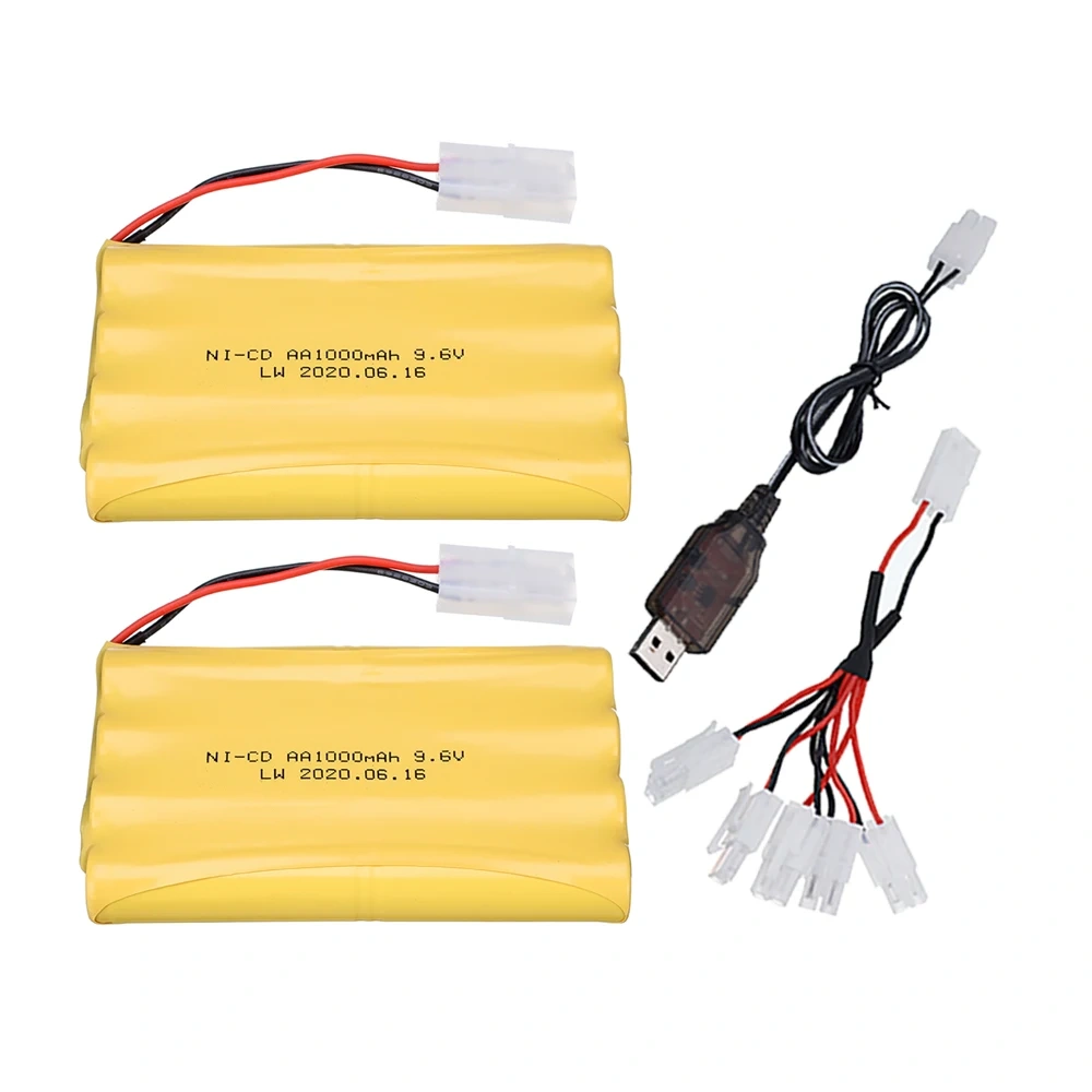 9.6v 1000mah NI-CD Battery + USB Charger For Rc toys Car Tank Train Robot Boat Gun Upgrade AA 9.6v Rechargeable Battery Pack