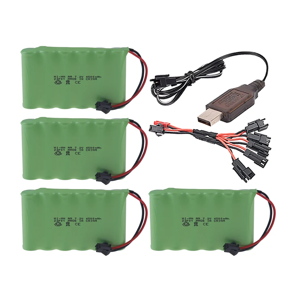 NiMH 7.2v 4500mah AA Battery and USB Charger For RC Boats Cars Trucks Tanks Robots Electric Toys 6*Aa 3000mah 7.2v Battery Pack