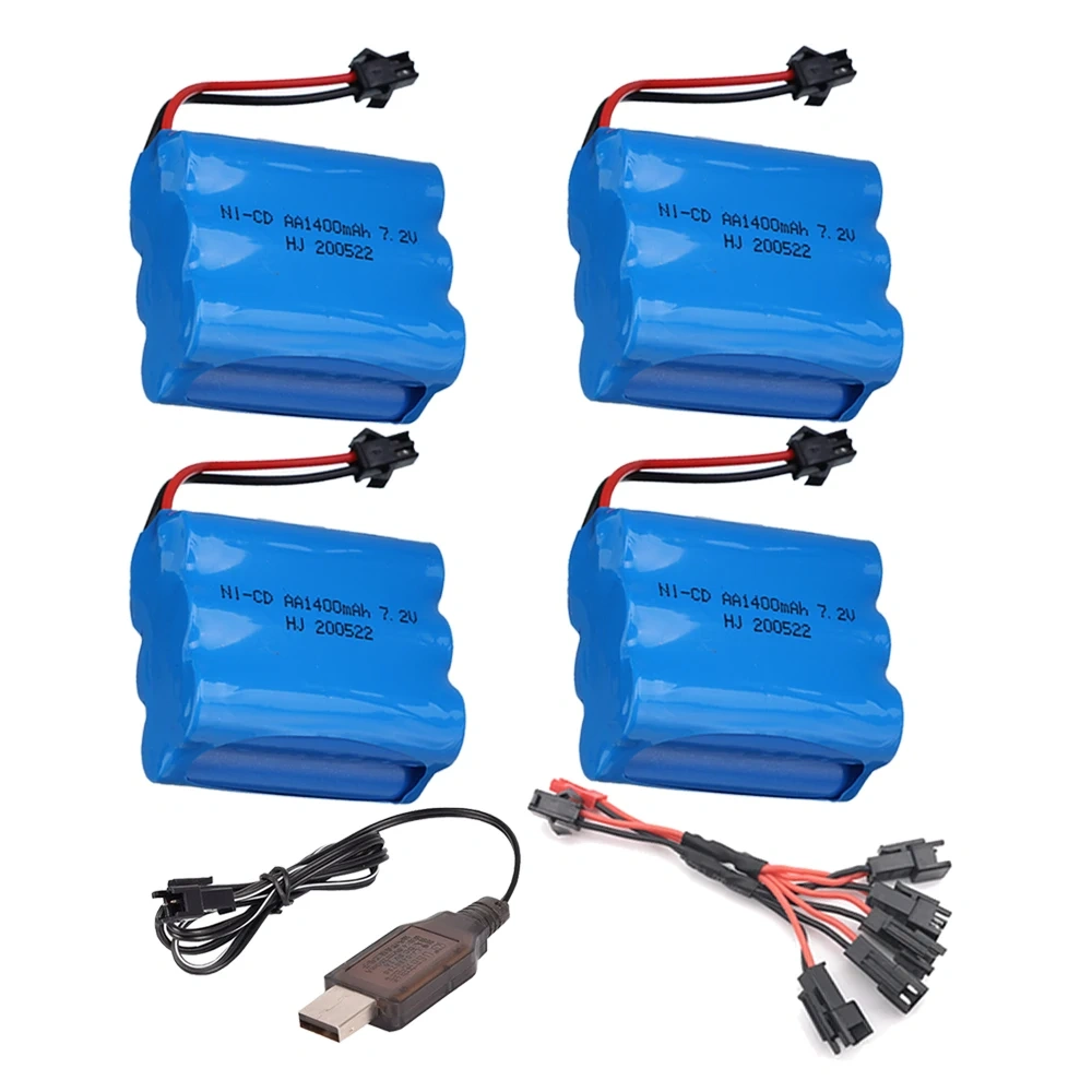7.2v 1400mah NiCD Battery + USB Charger For Rc toys Car Tanks Train Robot Boat Ni-CD AA 700mah 7.2v Rechargeable Battery SM Plug