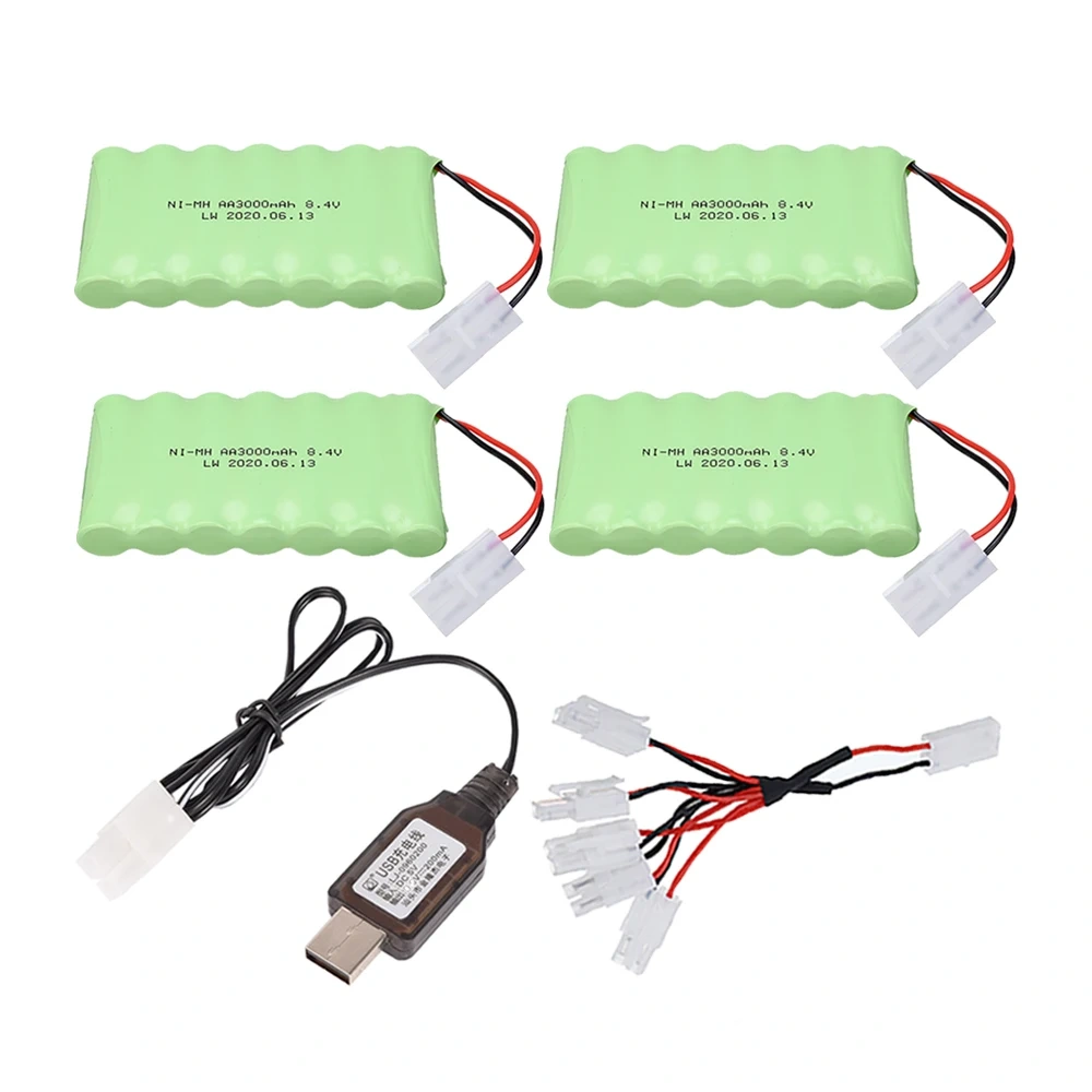 8.4v 3000mah NiMH Rechargeable Battery / USB Charger For Rc toys Car trucks Tanks Train Robot Boat Gun nimh AA 8.4v Battery Pack