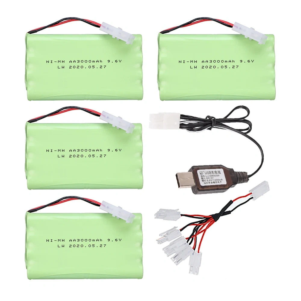 9.6v 3000mah Rechargeable Battery + 9.6v Charger For Rc toys Car Tank Robots Gun RC Boat AA Ni-MH 9.6v 2400mah NiMH Battery Pack