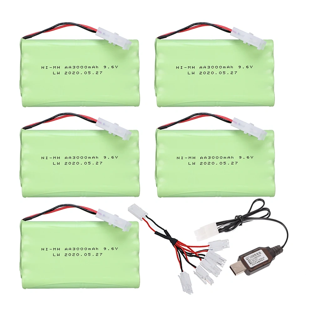 9.6v 3000mah Rechargeable Battery + 9.6v Charger For Rc toys Car Tank Robots Gun RC Boat AA Ni-MH 9.6v 2400mah NiMH Battery Pack