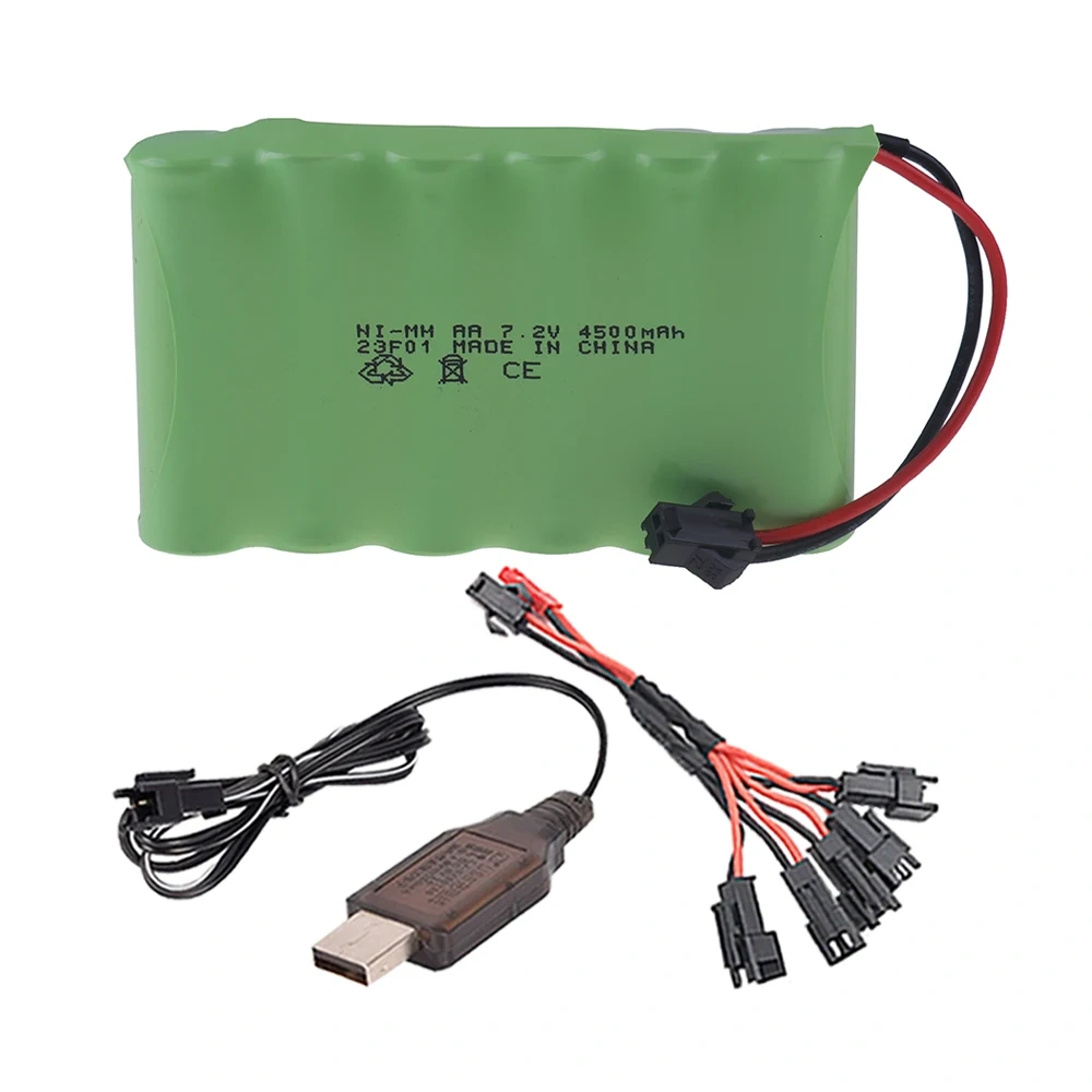 NiMH 7.2v 4500mah AA Battery and USB Charger For RC Boats Cars Trucks Tanks Robots Electric Toys 6*Aa 3000mah 7.2v Battery Pack
