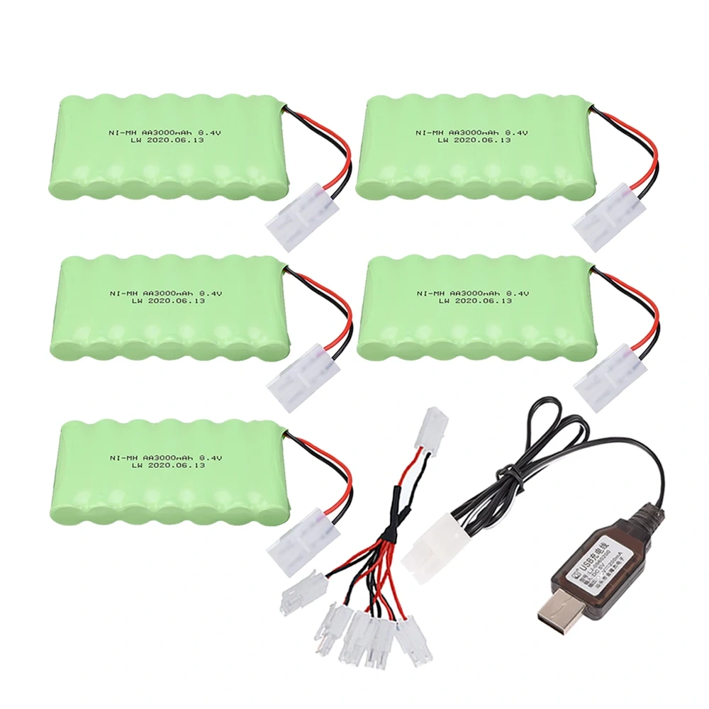 8.4v 3000mah NiMH Rechargeable Battery / USB Charger For Rc toys Car trucks Tanks Train Robot Boat Gun nimh AA 8.4v Battery Pack