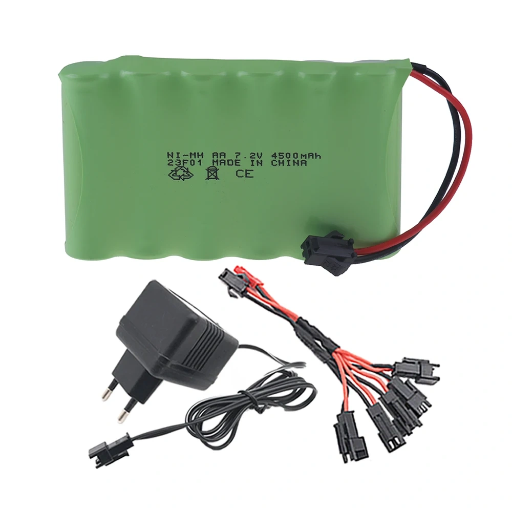 7.2v 4500mAh Ni-MH Battery SM Plug and Charger For RC Toys Cars Boats Trucks Trains Guns Robots Parts NIMH AA 7.2v Battery Pack