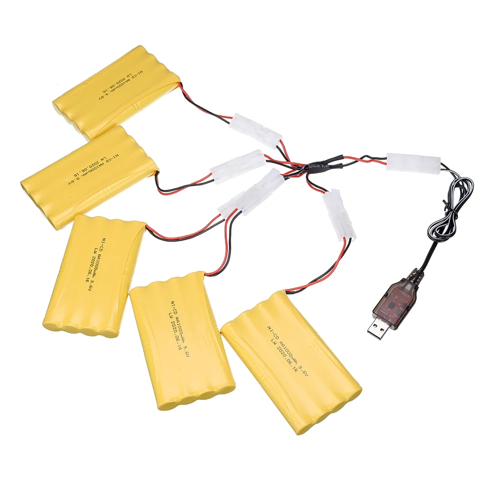 9.6v 1000mah NI-CD Battery + USB Charger For Rc toys Car Tank Train Robot Boat Gun Upgrade AA 9.6v Rechargeable Battery Pack