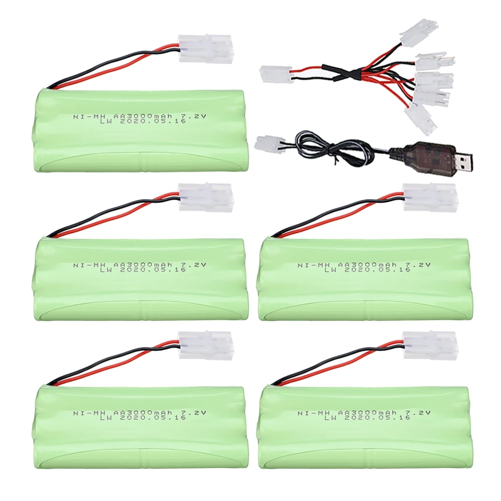 7.2V Ni-MH Battery For Rc Toys Cars RC Tanks RC Trucks RC Robots RC Guns RC Boats Accessories AA 7.2V 3000mah NIMH Battery Pack