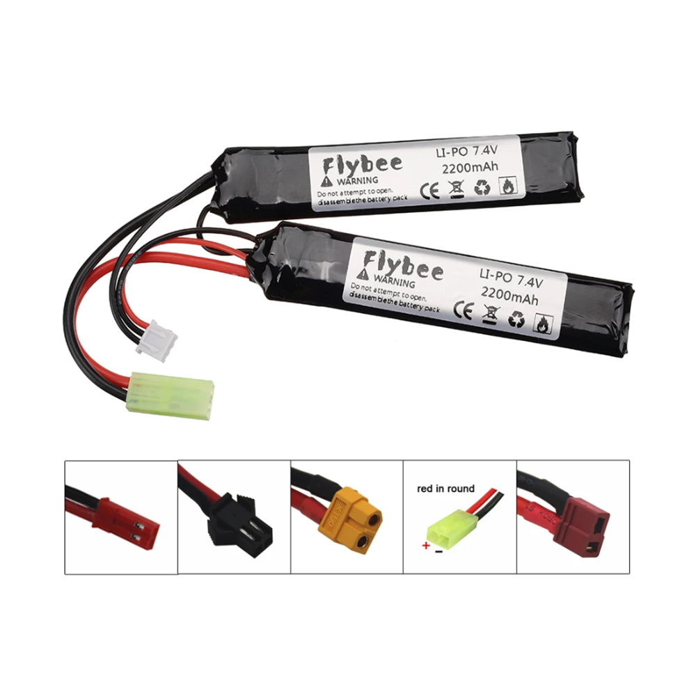 7.4v 2200mAh Lipo Battery Split Connection for Water Gun 2S 7.4V battery for Airsoft BB Air Pistol Electric Toys Guns Parts 1pcs
