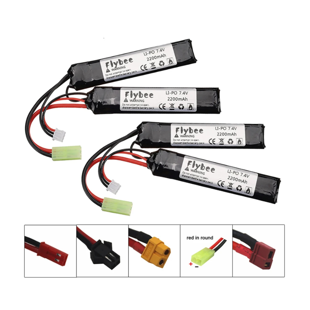 2pcs 7.4v 2200mAh Lipo Battery for Water Gun 7.4V 40C Battery Split Connection for Airsoft BB Air Pistol Electric Toys Guns Part