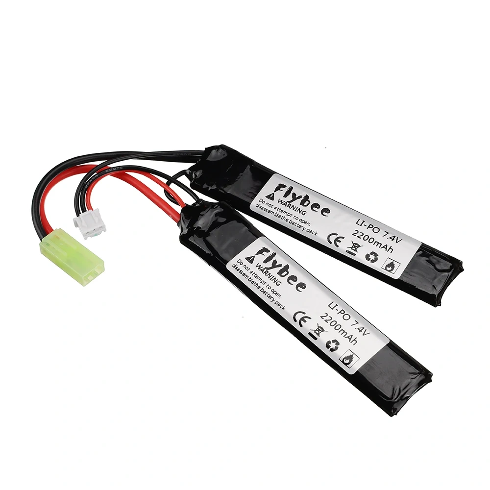2pcs 7.4v 2200mAh Lipo Battery for Water Gun 7.4V 40C Battery Split Connection for Airsoft BB Air Pistol Electric Toys Guns Part